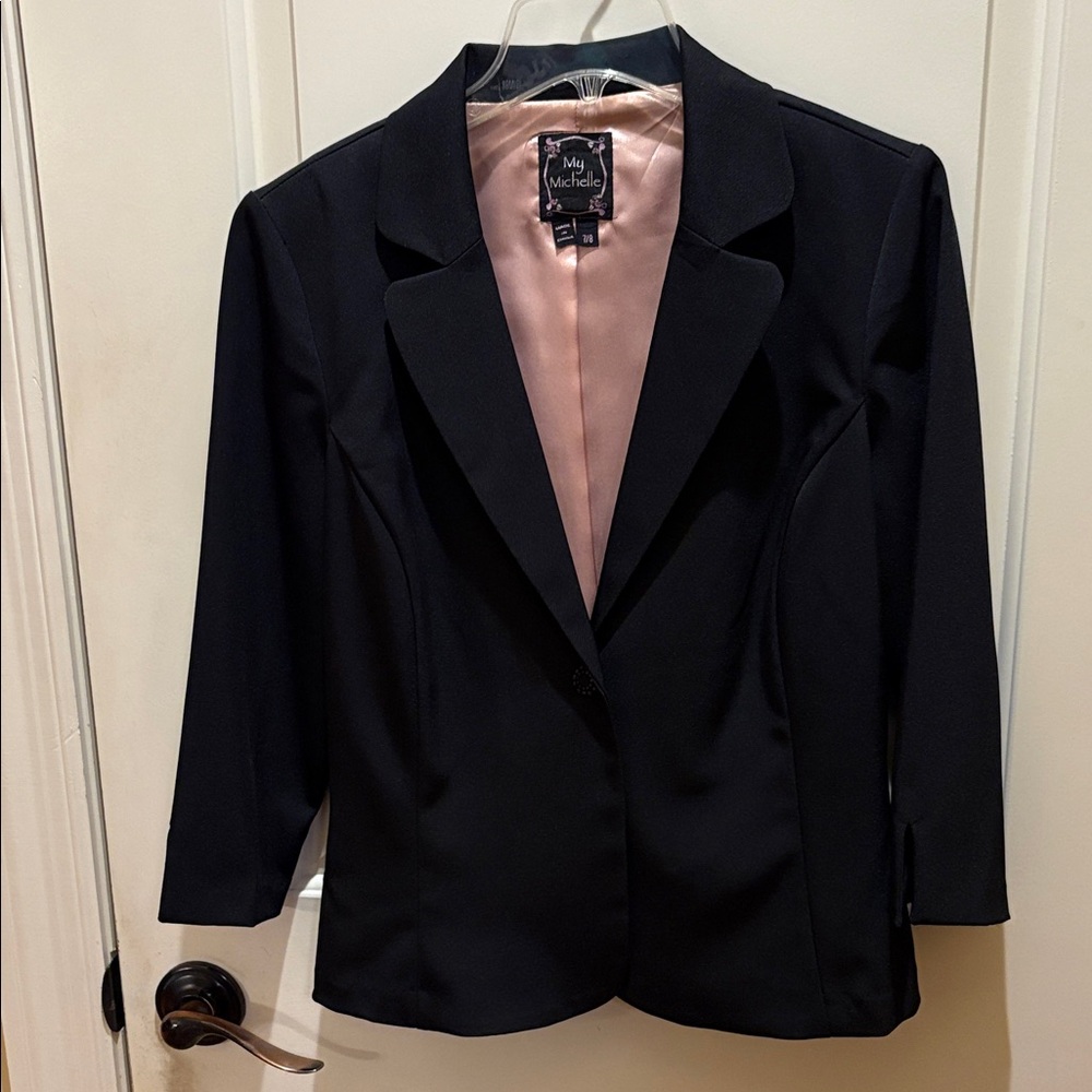 My Michelle Black Blazer with Pink Lining